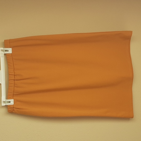 High Waisted Mustard Midi Pencil Skirt-Size-2XL - Picture 4 of 5